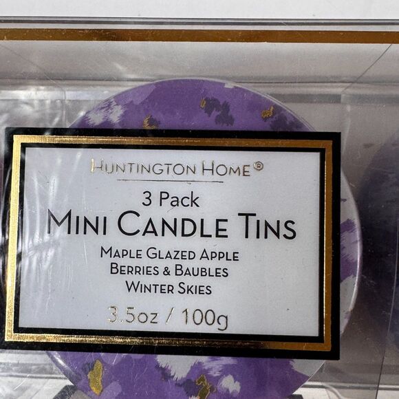 NEW Huntington Home 3 Pack Mini Candle Tin Maple Apple Berries Winter Fall 3.5oz - Picture 3 of 11